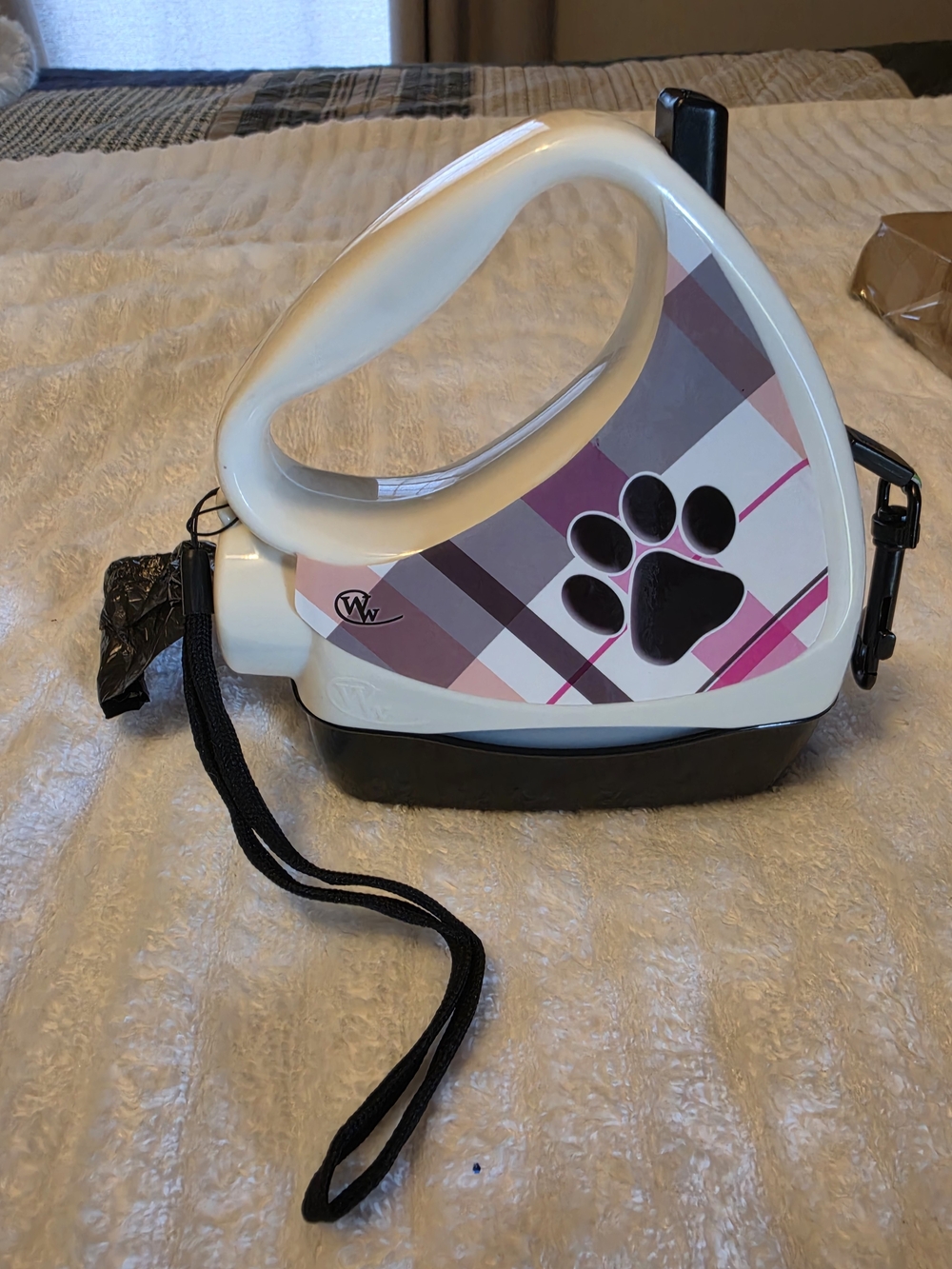 Unknown Brand Pink Plaid Dog Waste Bag Dispenser with Paw Design